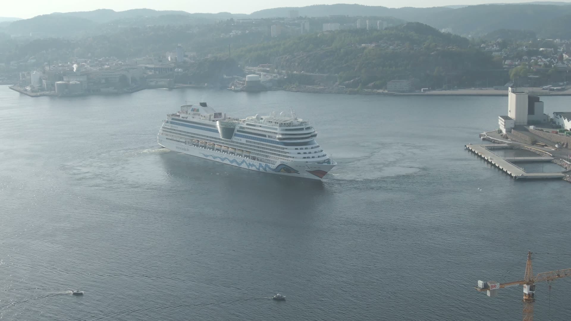 High angle shot of cruise ship, Kristiansand