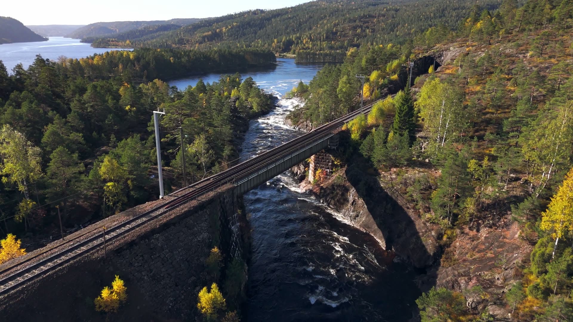 High angle shot and railway bridge, Herefoss