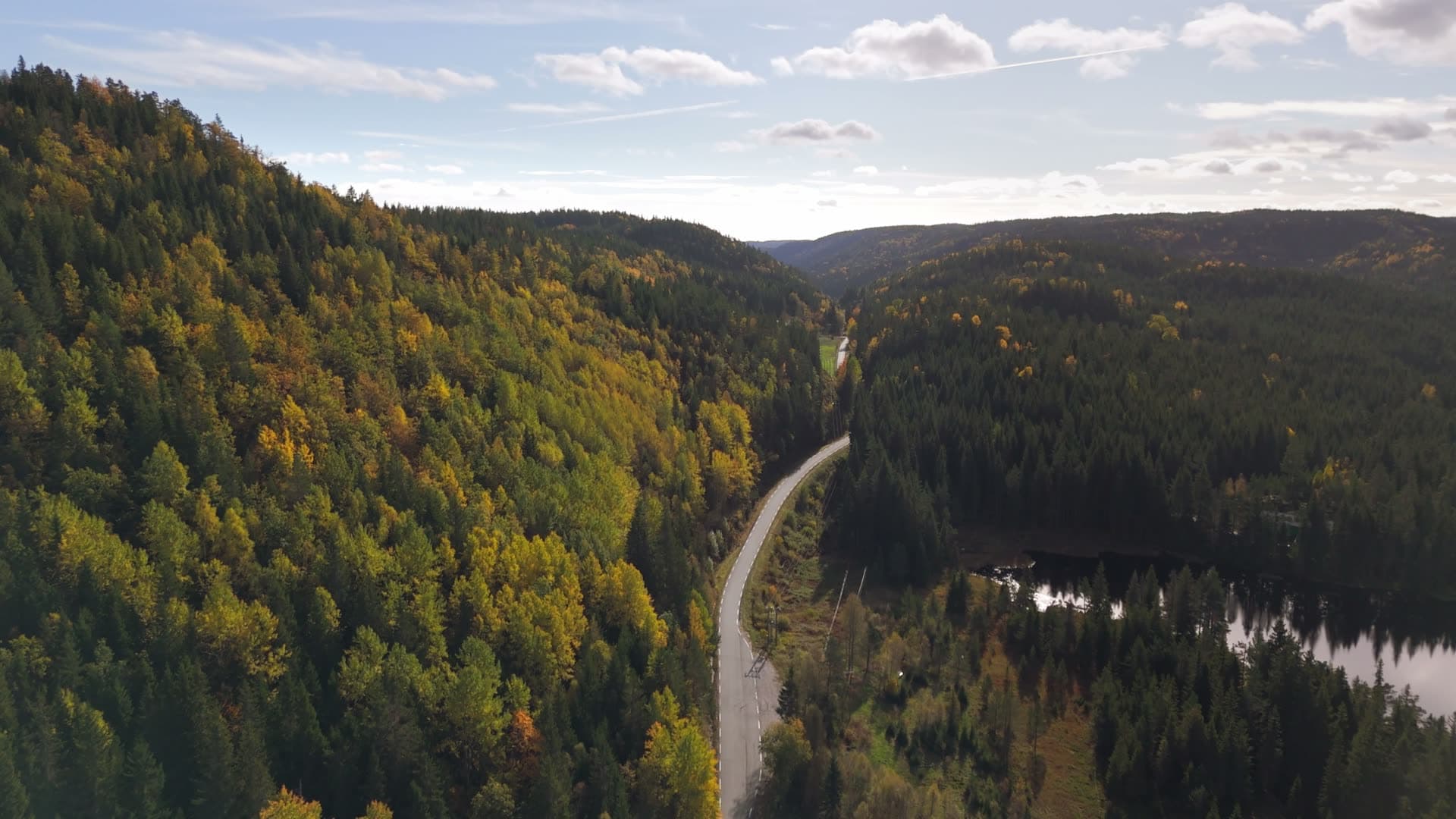 Golden hour light and scenic driving route, Birkeland