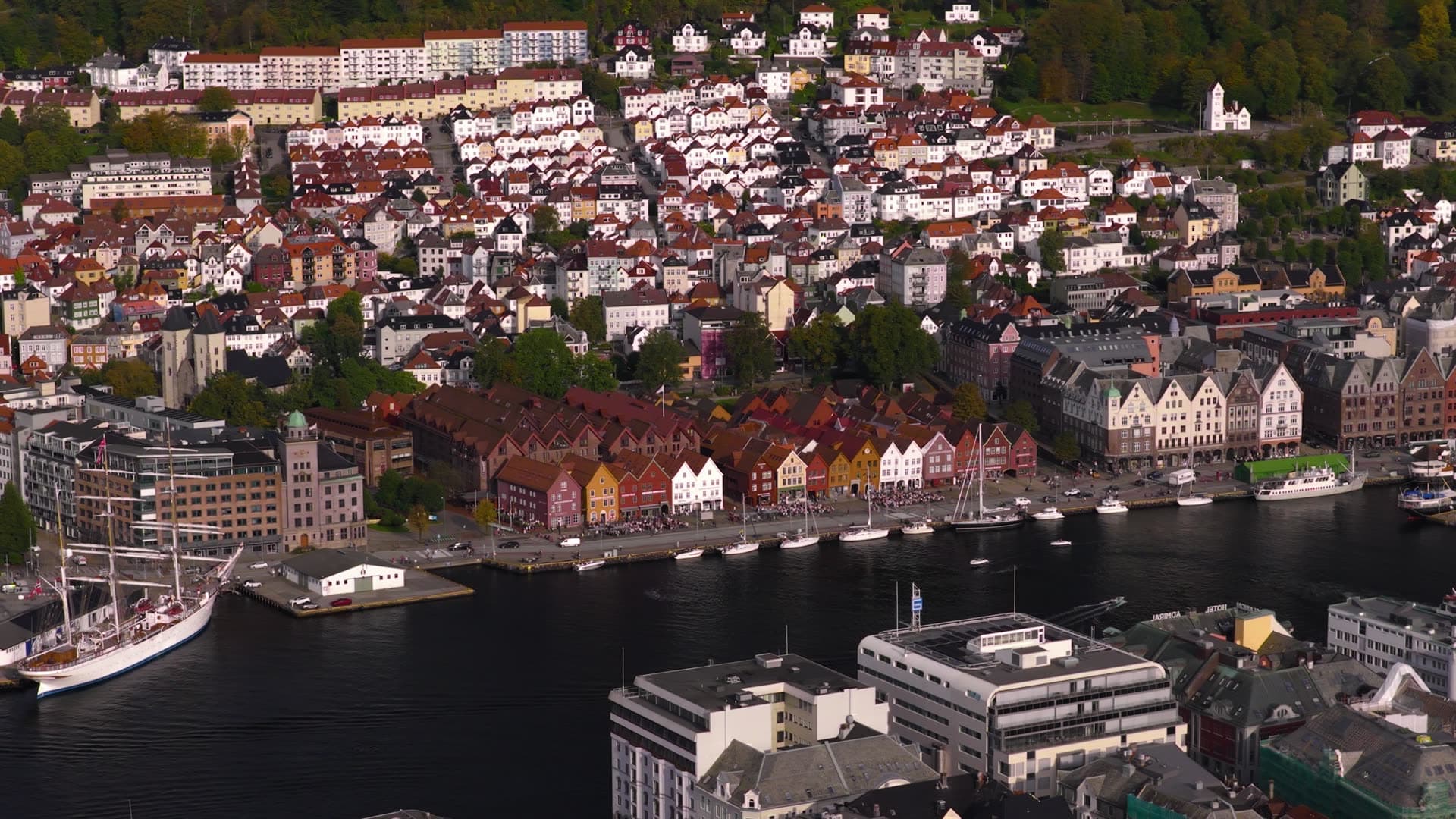 Bird's eye view and unesco world heritage, Bryggen