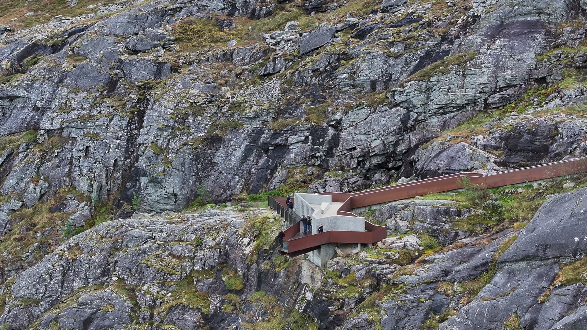 Trollstigen observation platform above a rocky mountain ravine