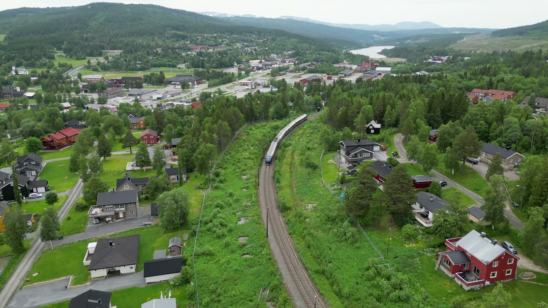 Passenger train travelling through Berkåk, Norway