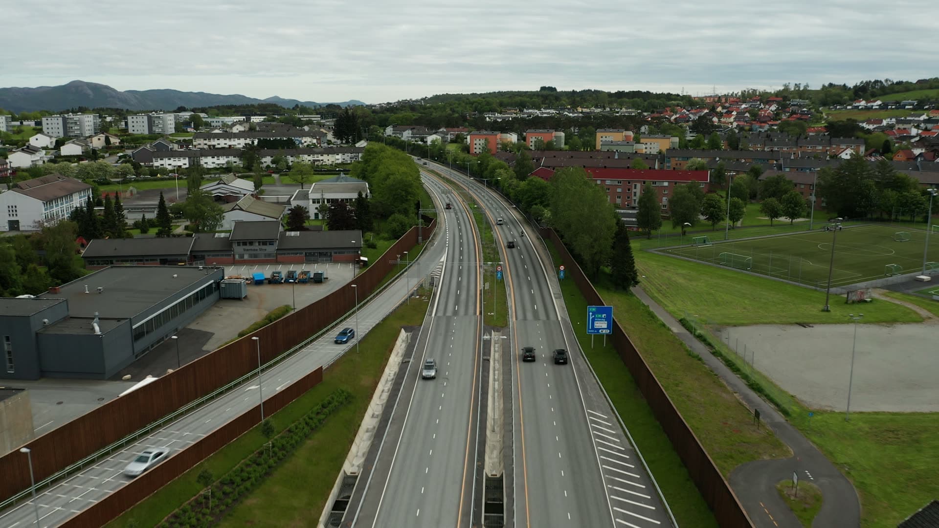 Highway through suburban residential town, Stavanger