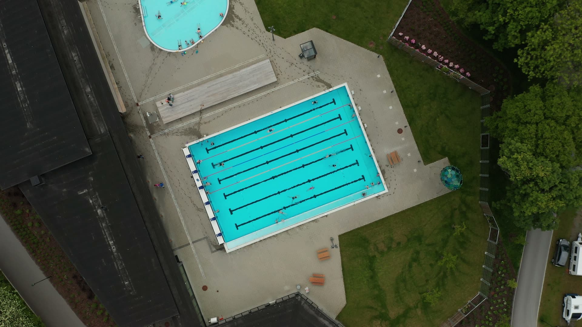 Outdoor swimming pool with lane markings, Stavanger