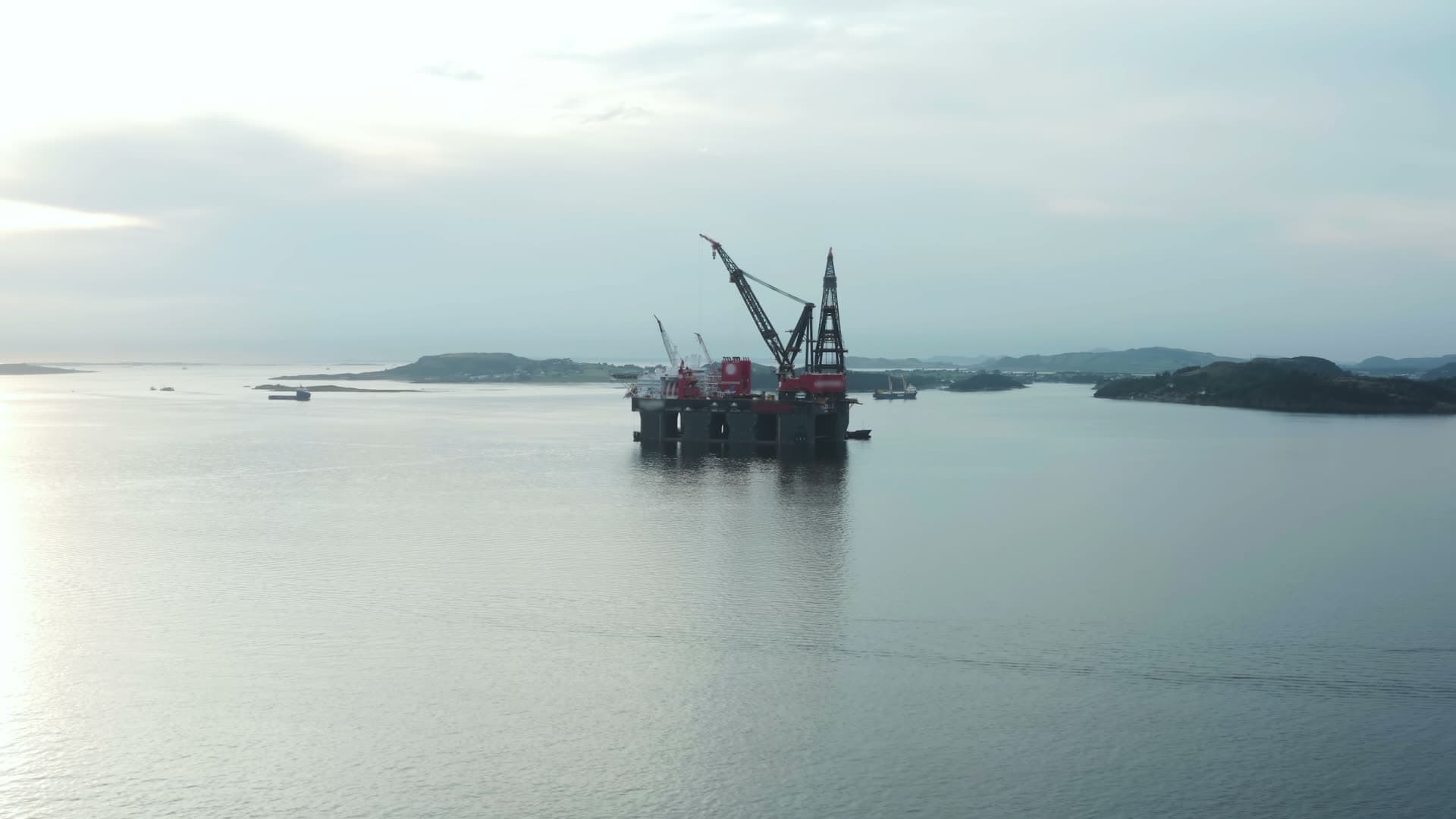 Offshore oil rig in fjord, Stavanger