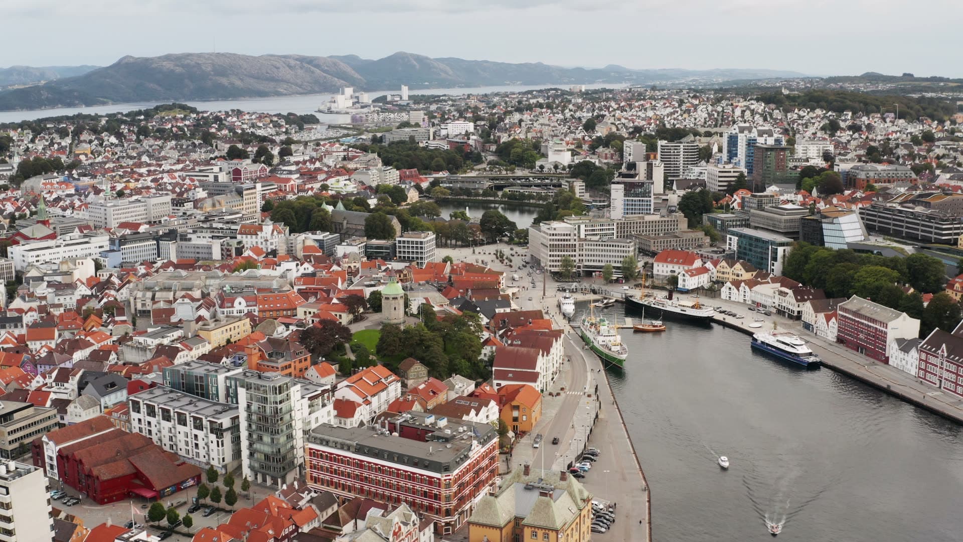 Coastal city harbor and waterfront, Stavanger
