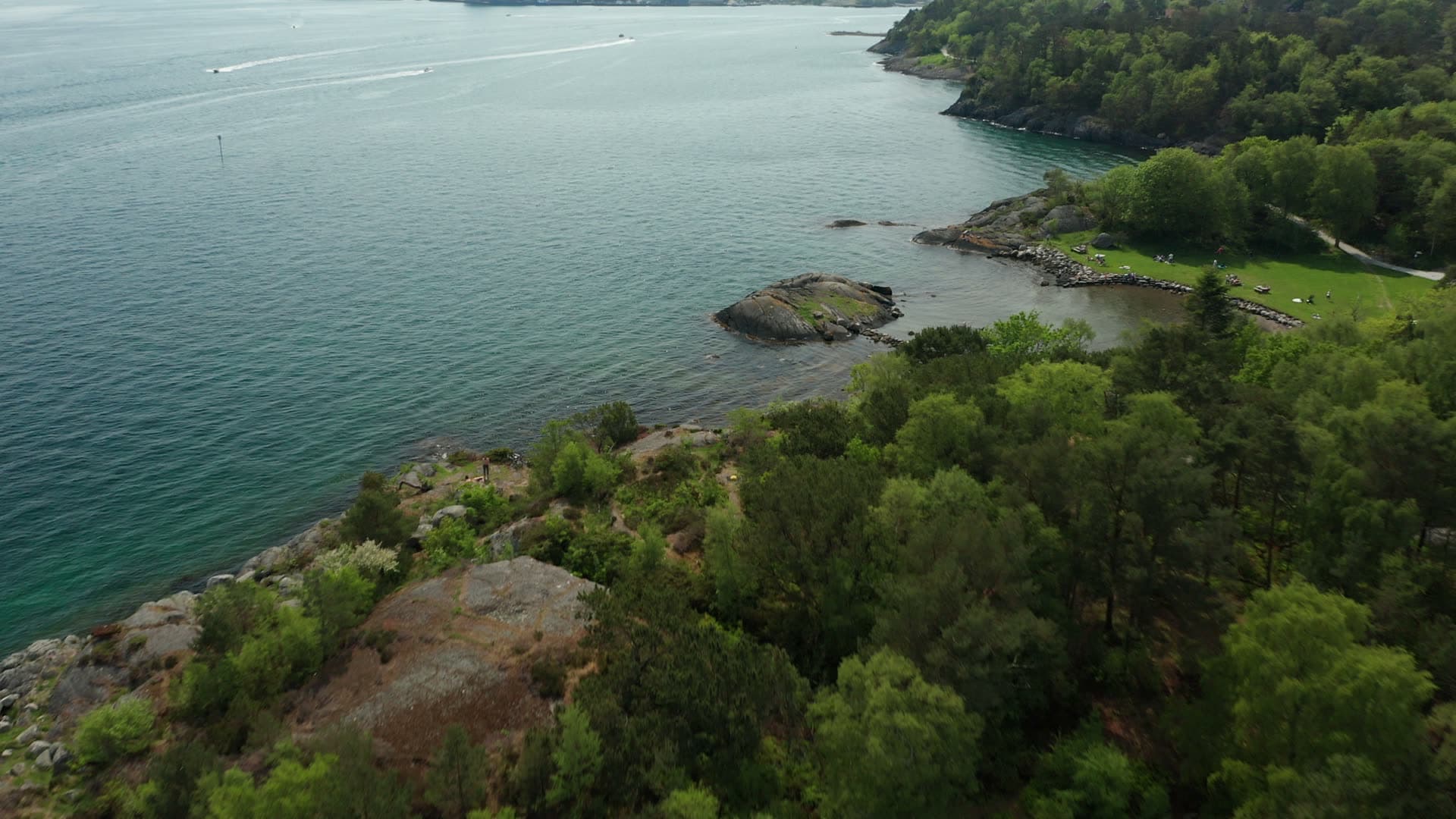 Forested coastal peninsula with rocky shores, Stavanger