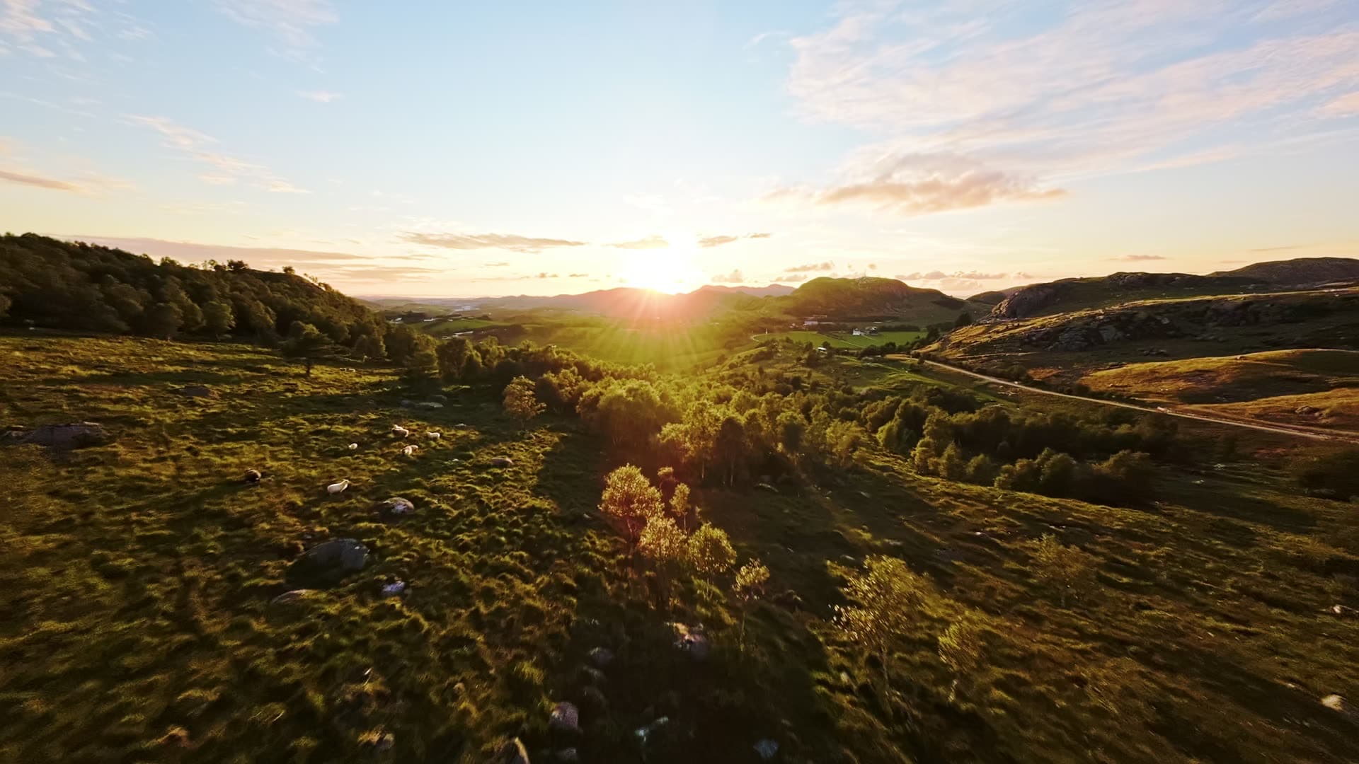 Mountain valley at golden hour sunset, Rogaland