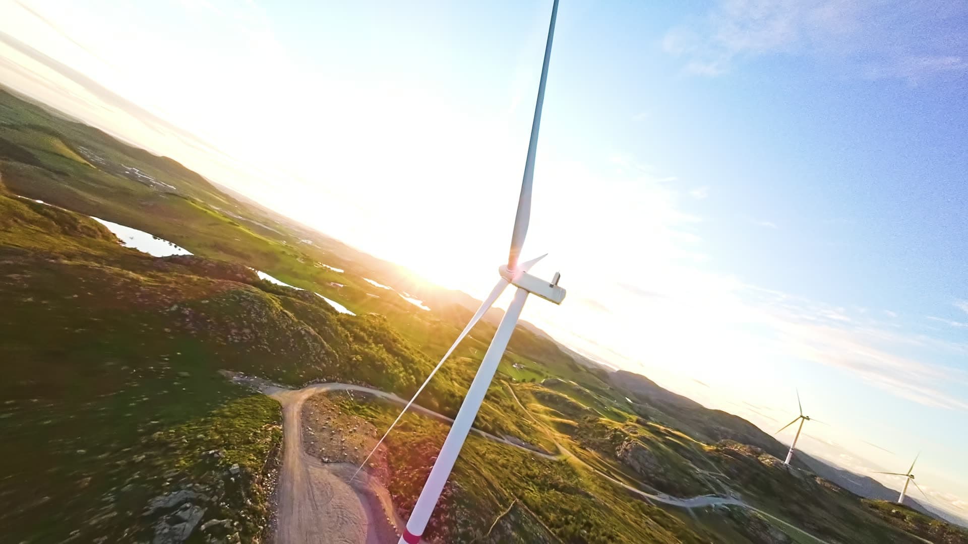 Wind turbines on moorland hills, Rogaland