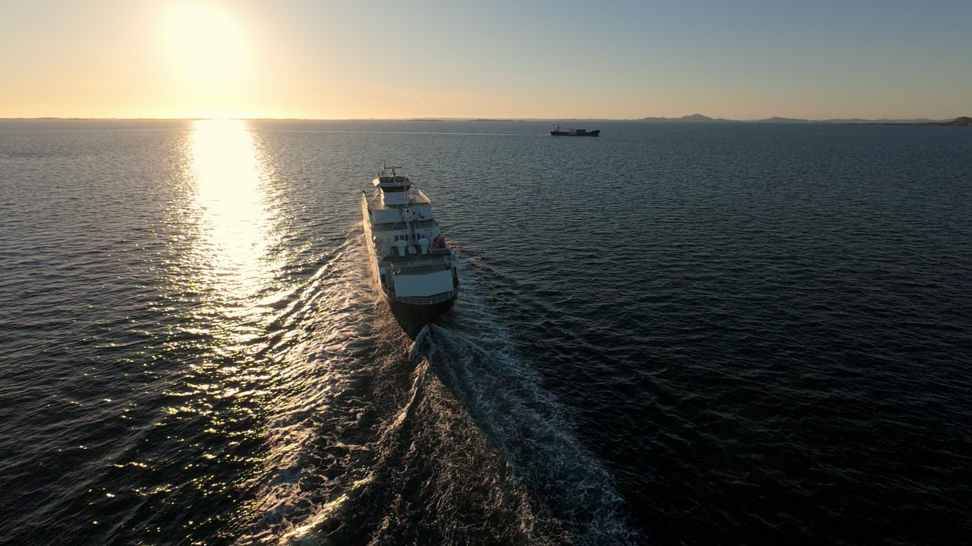 Passenger ferry at sunrise, Tungenes fyr