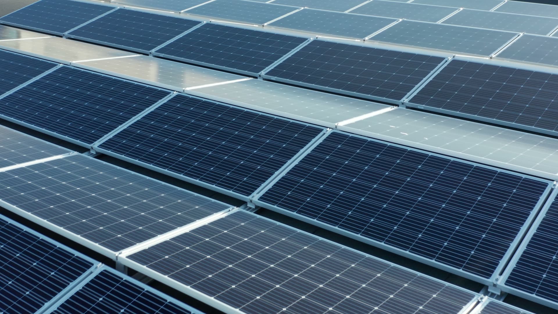 Solar panel farm array rooftop, Forus