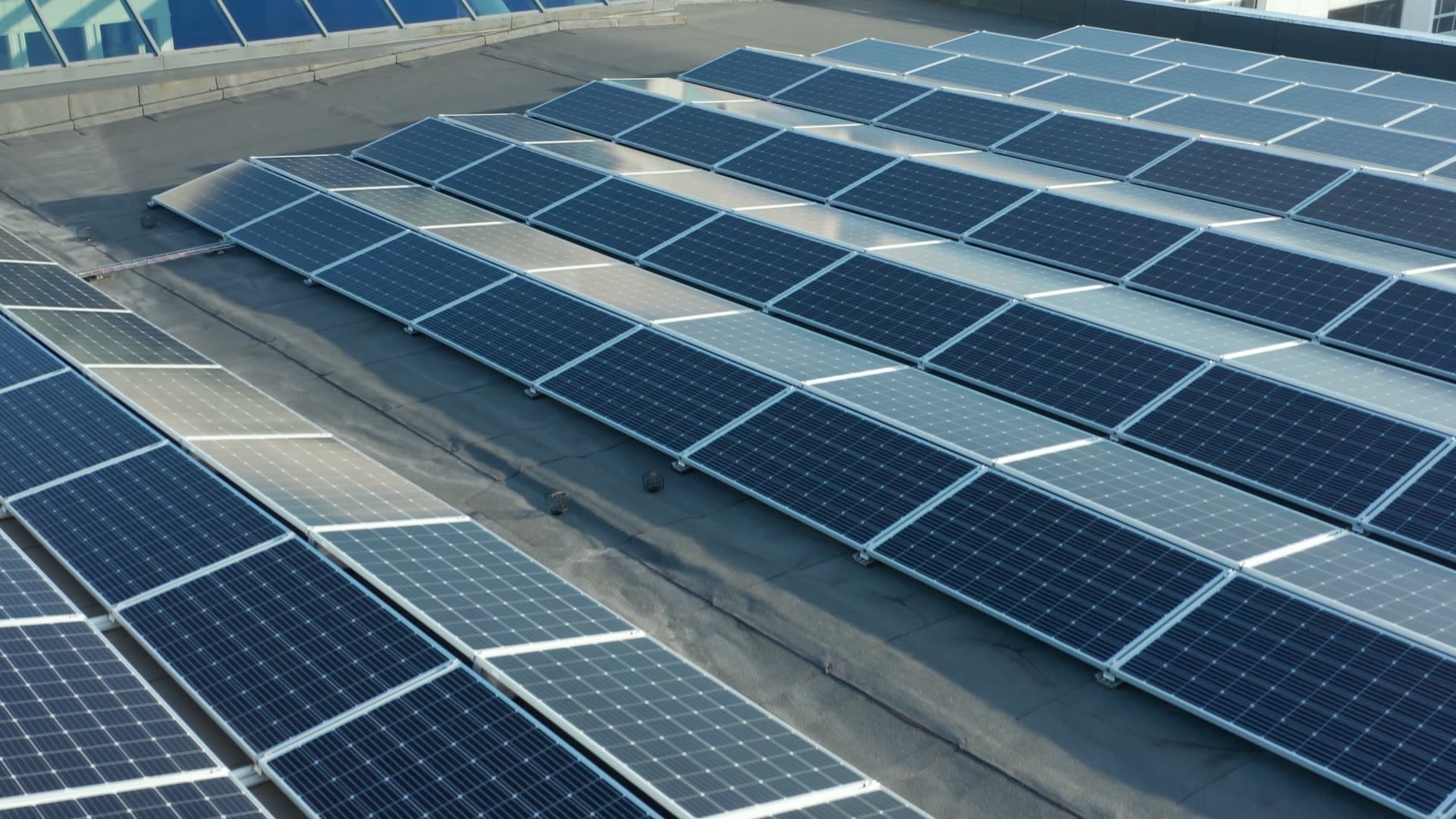 Rooftop solar panel installation, Forus