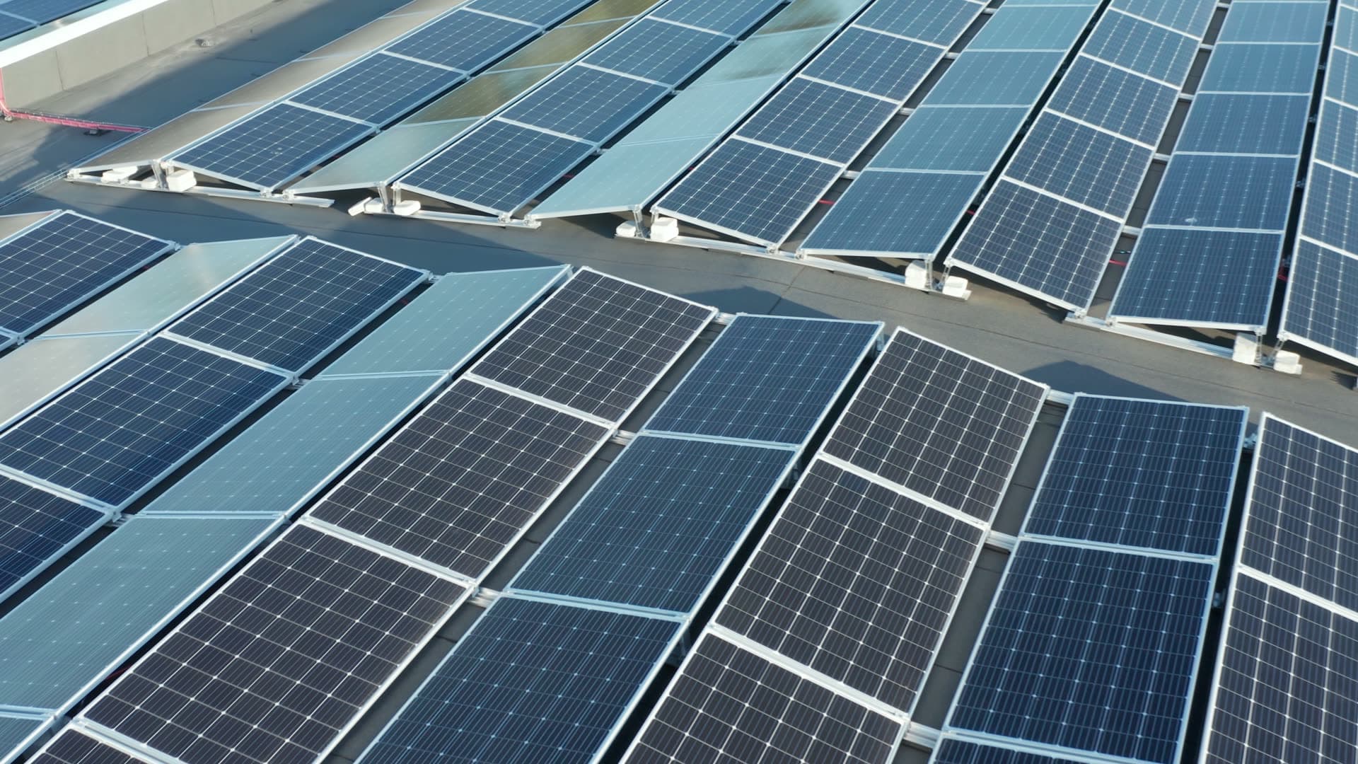 Rooftop solar panel array installation, Moseid