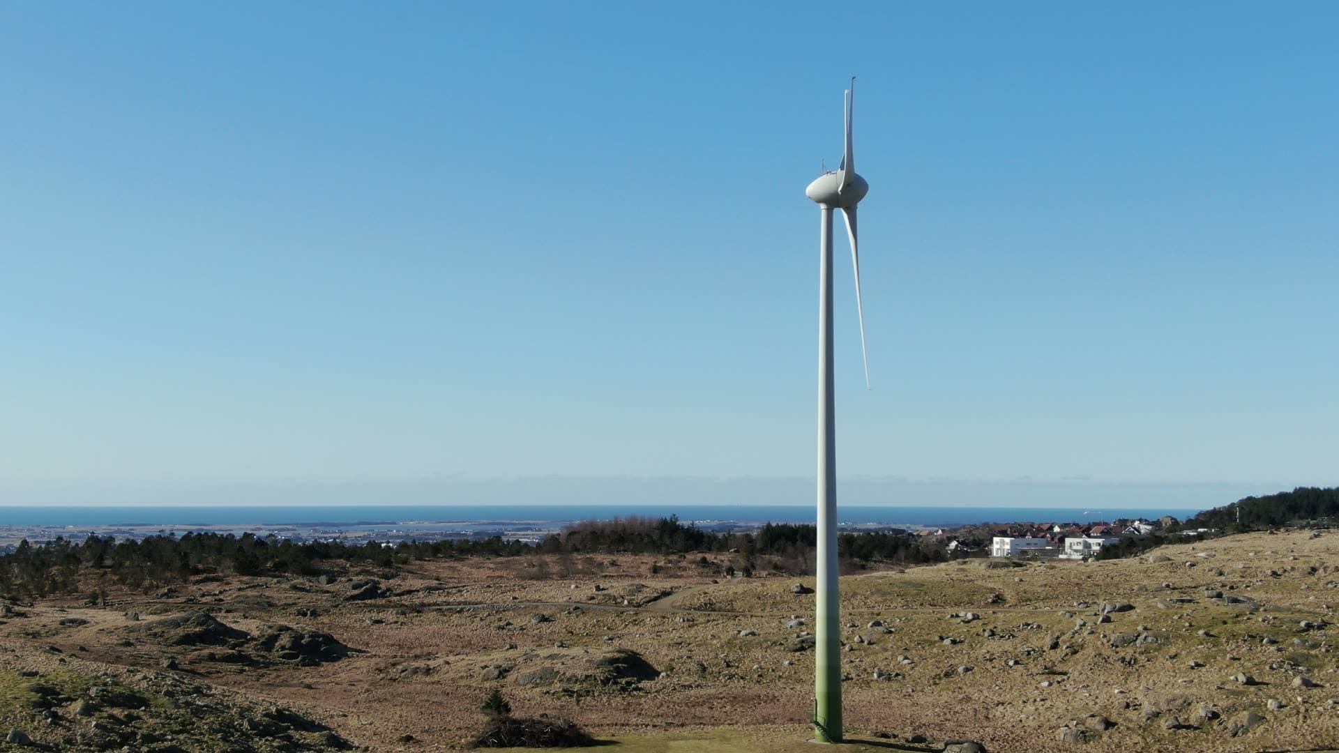 Wind turbine on hillside, Rogaland