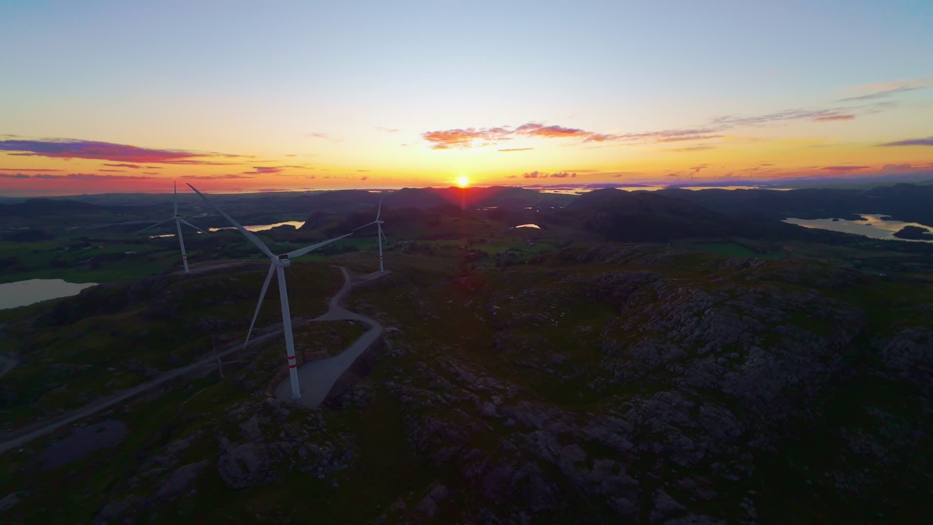 Wind farm at sunset, Sulken