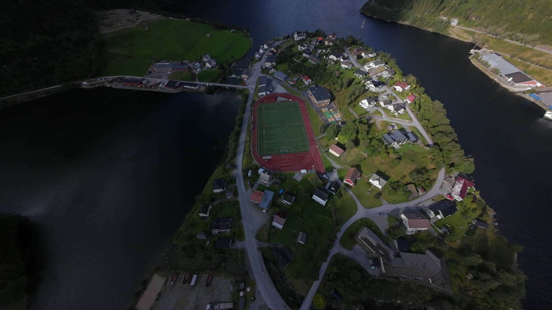 Fjord village sports field and settlement, Hyen