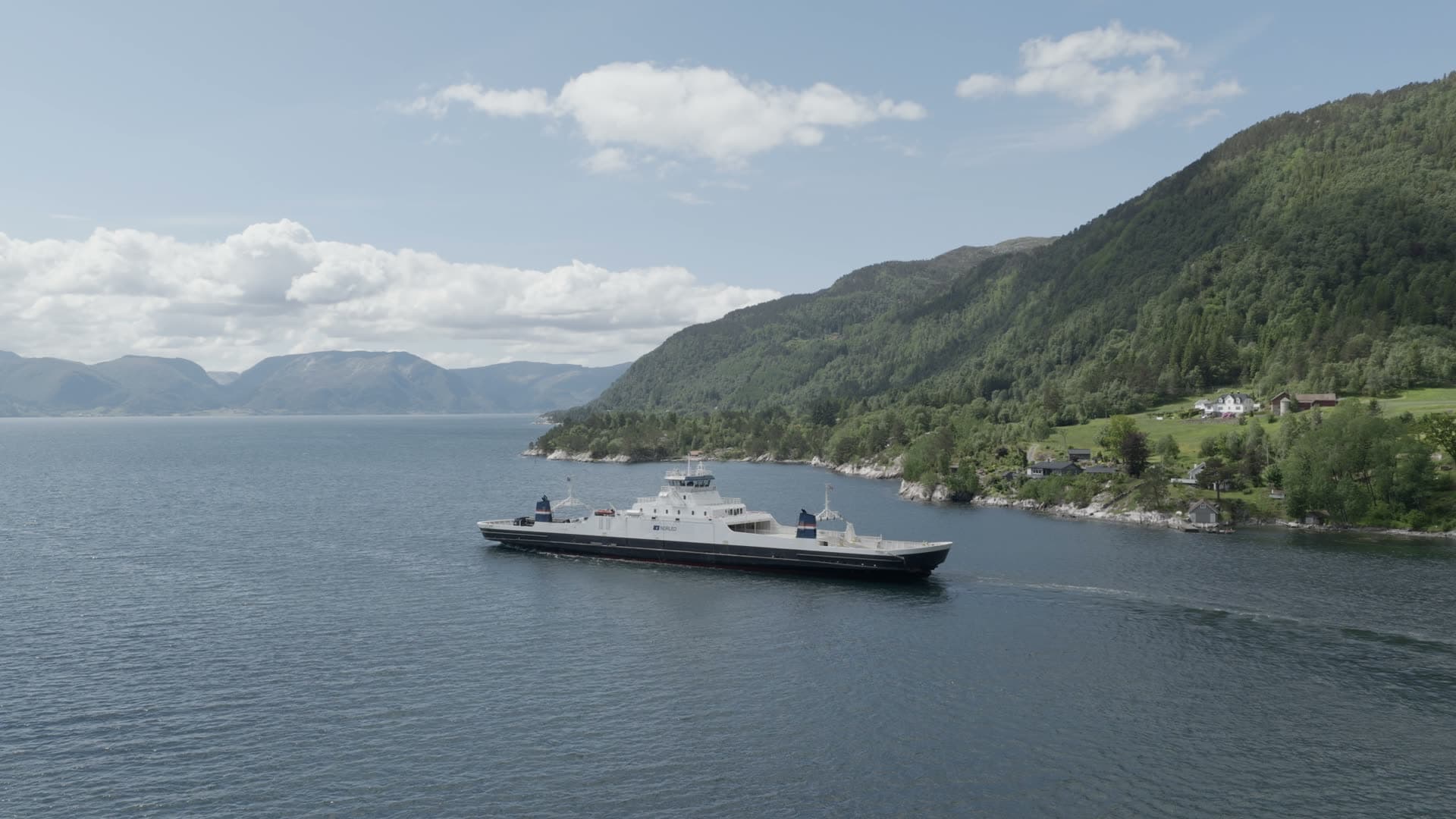 Passenger ferry in Norwegian fjord, Lavik