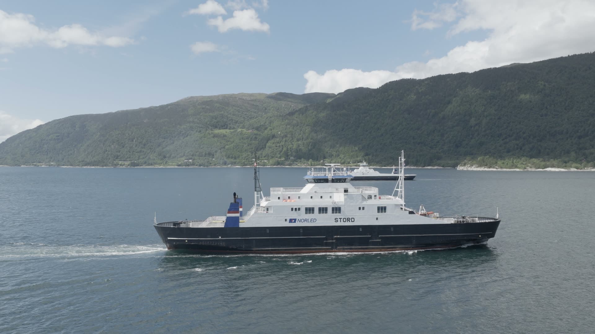 Passenger ferry in Norwegian fjord, Lavik