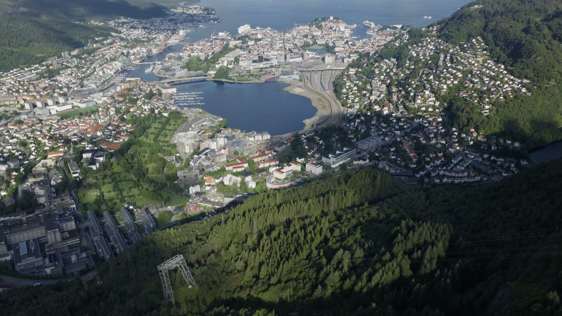 City lake surrounded by forest, Alrekstad