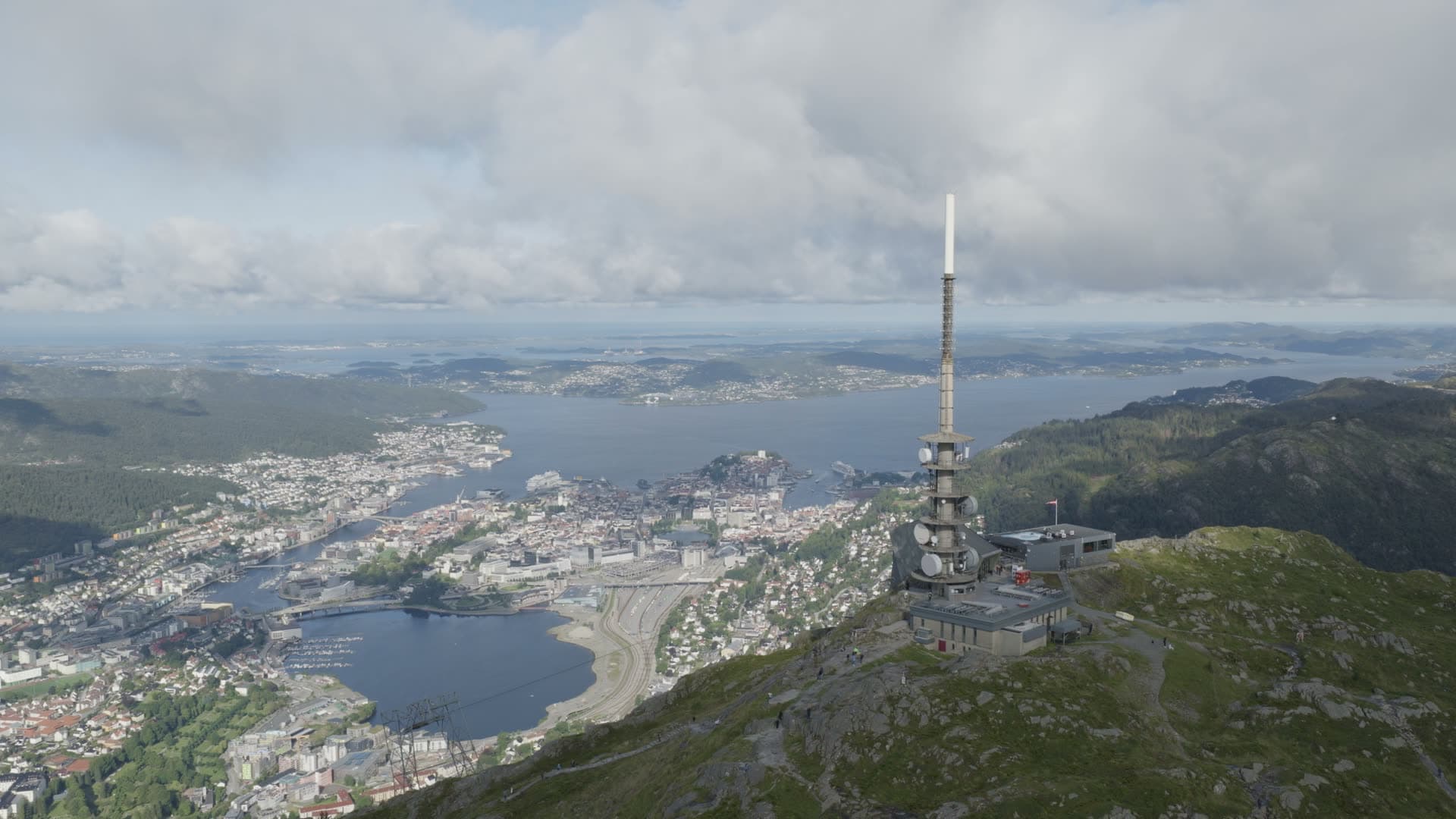 Communication tower on mountain summit, Alrekstad