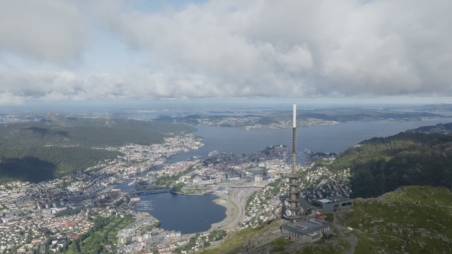 Broadcast tower on mountain peak, Alrekstad