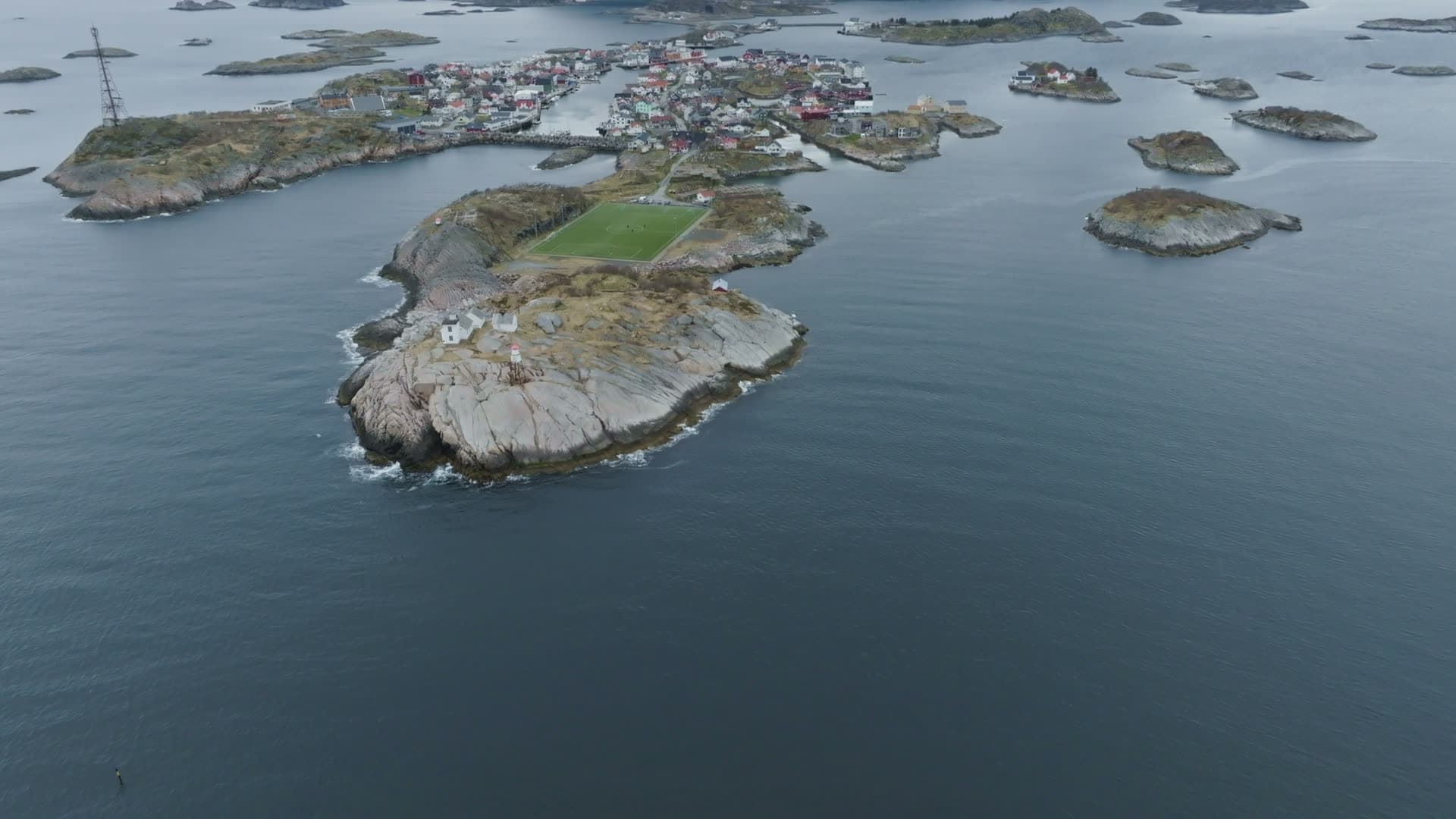 Remote island village with sports field, Henningsvær