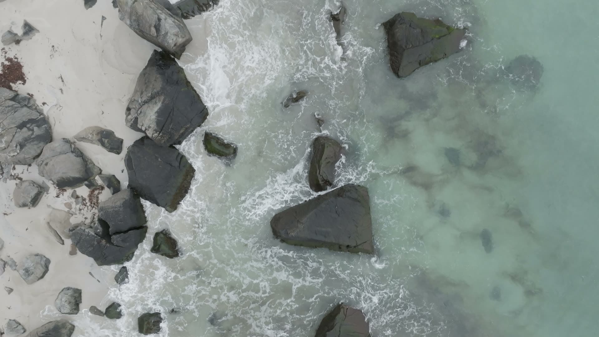 Waves crashing on rocky coastline, Myrland