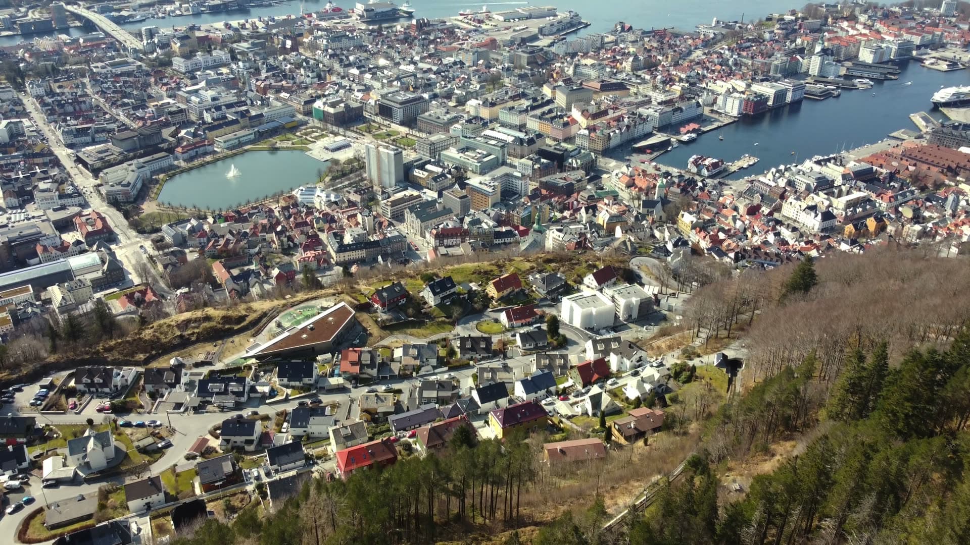 City nestled between forest and fjord, Nesttun