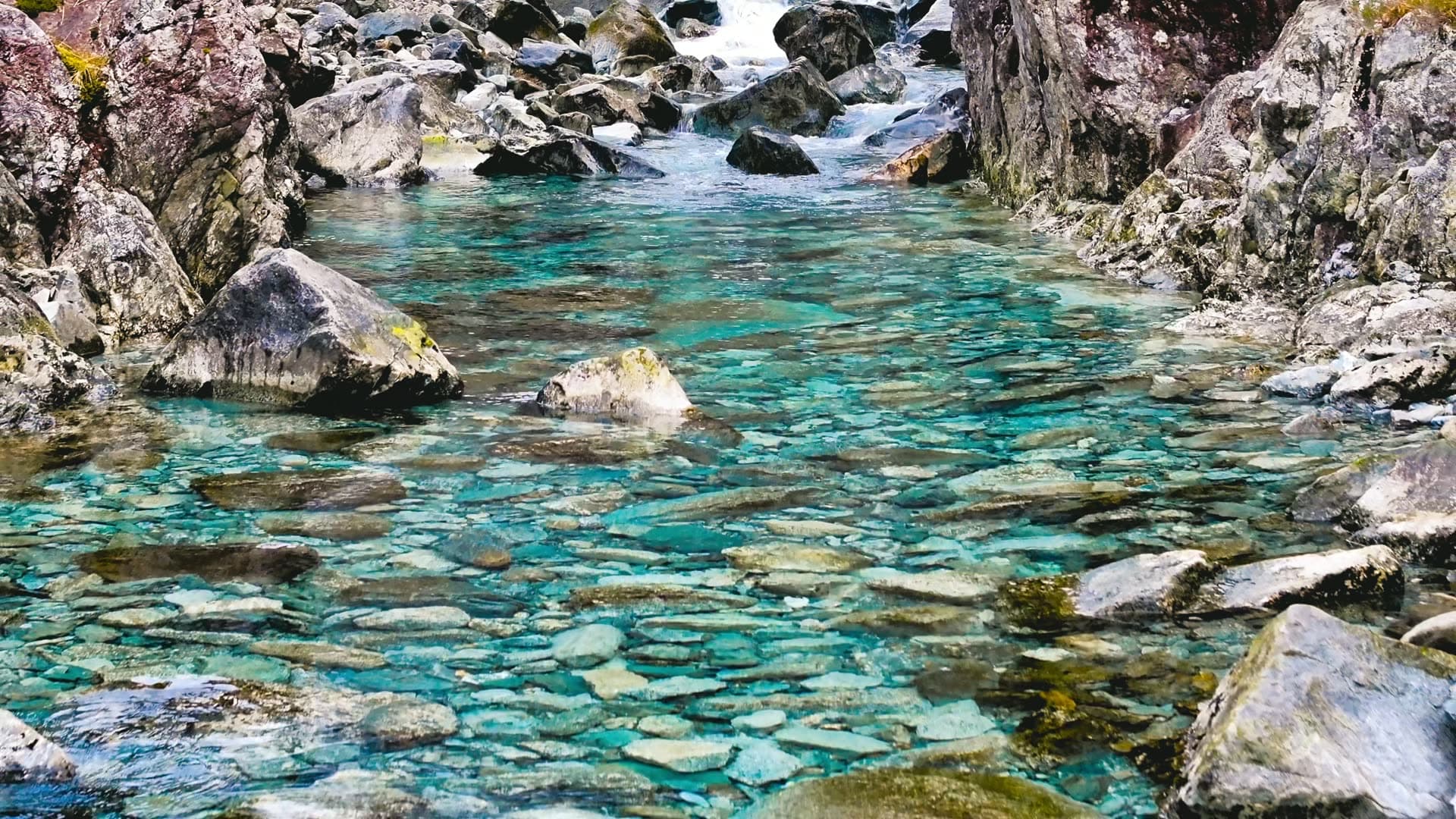Mountain stream with cascading white water, Bergen