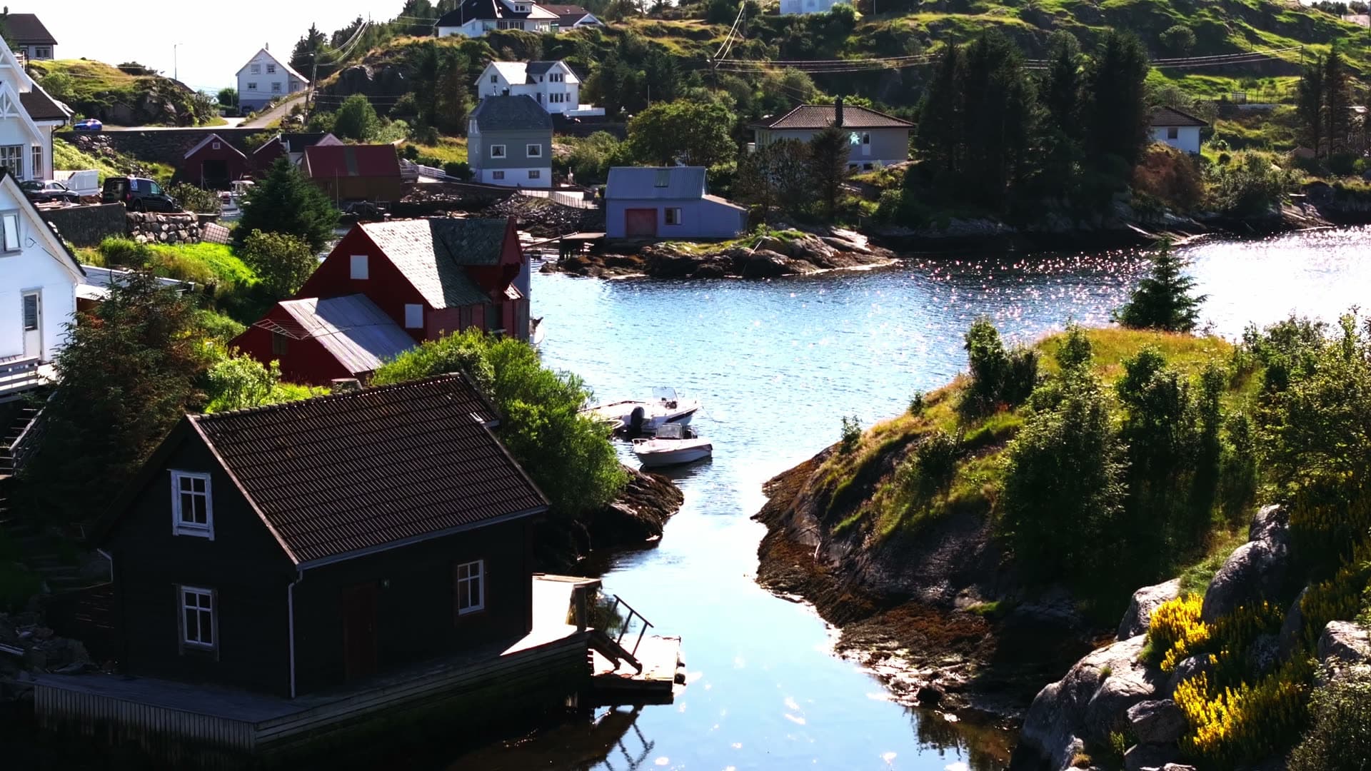 Norwegian fishing village waterfront settlement, Fedje