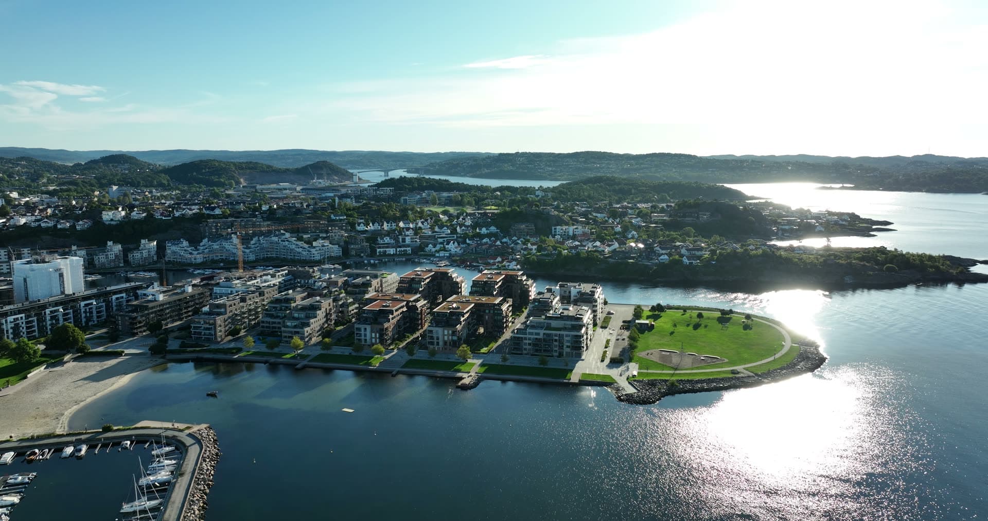 Waterfront apartments, park point and marina, Kristiansand, Norway