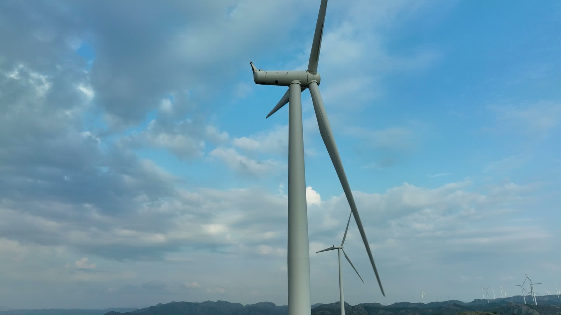 Close pass by wind turbine nacelle, Lista, Norway
