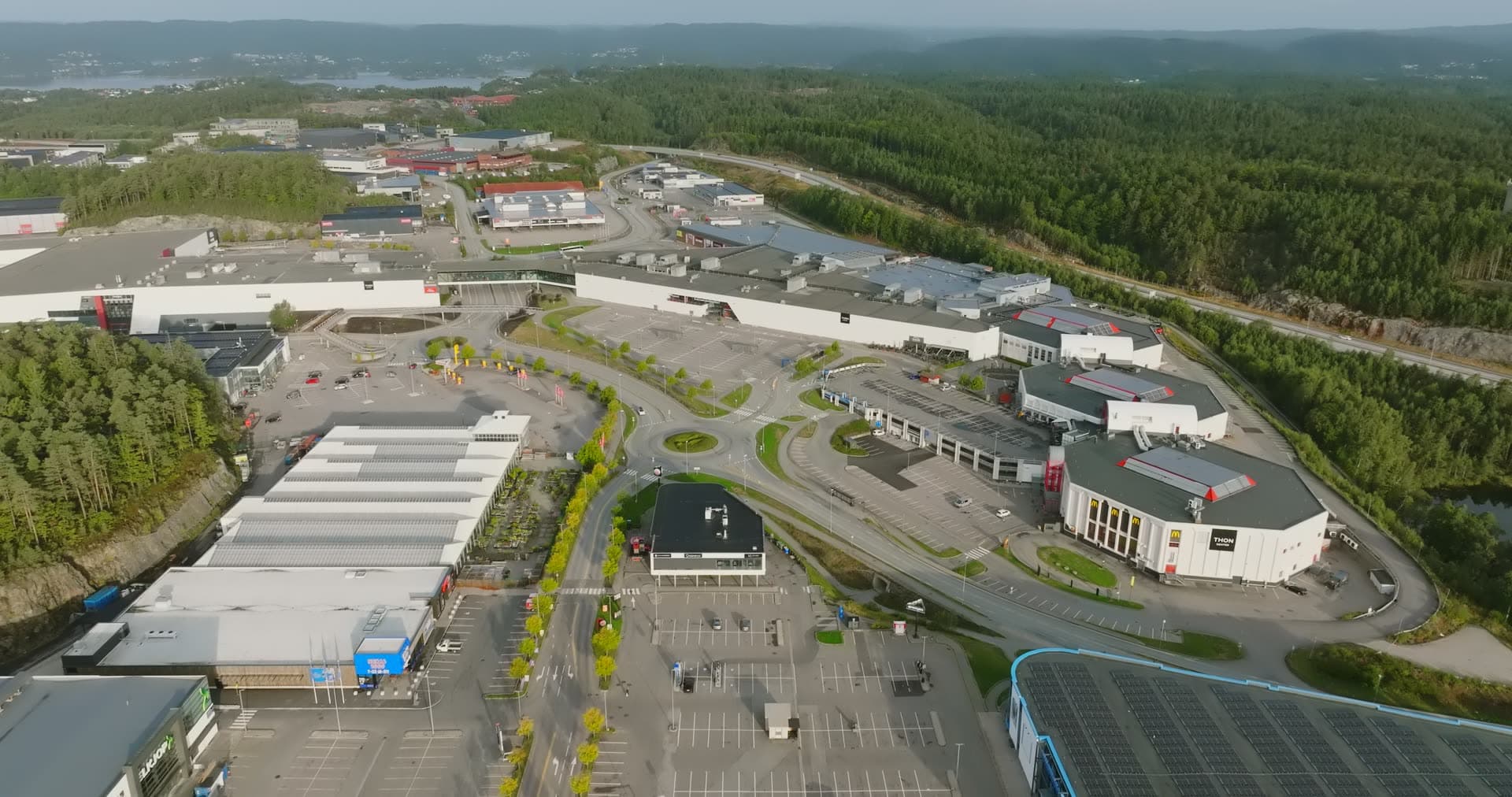 Aerial drone view of Sørlandsparken, Kristiansand, Norway