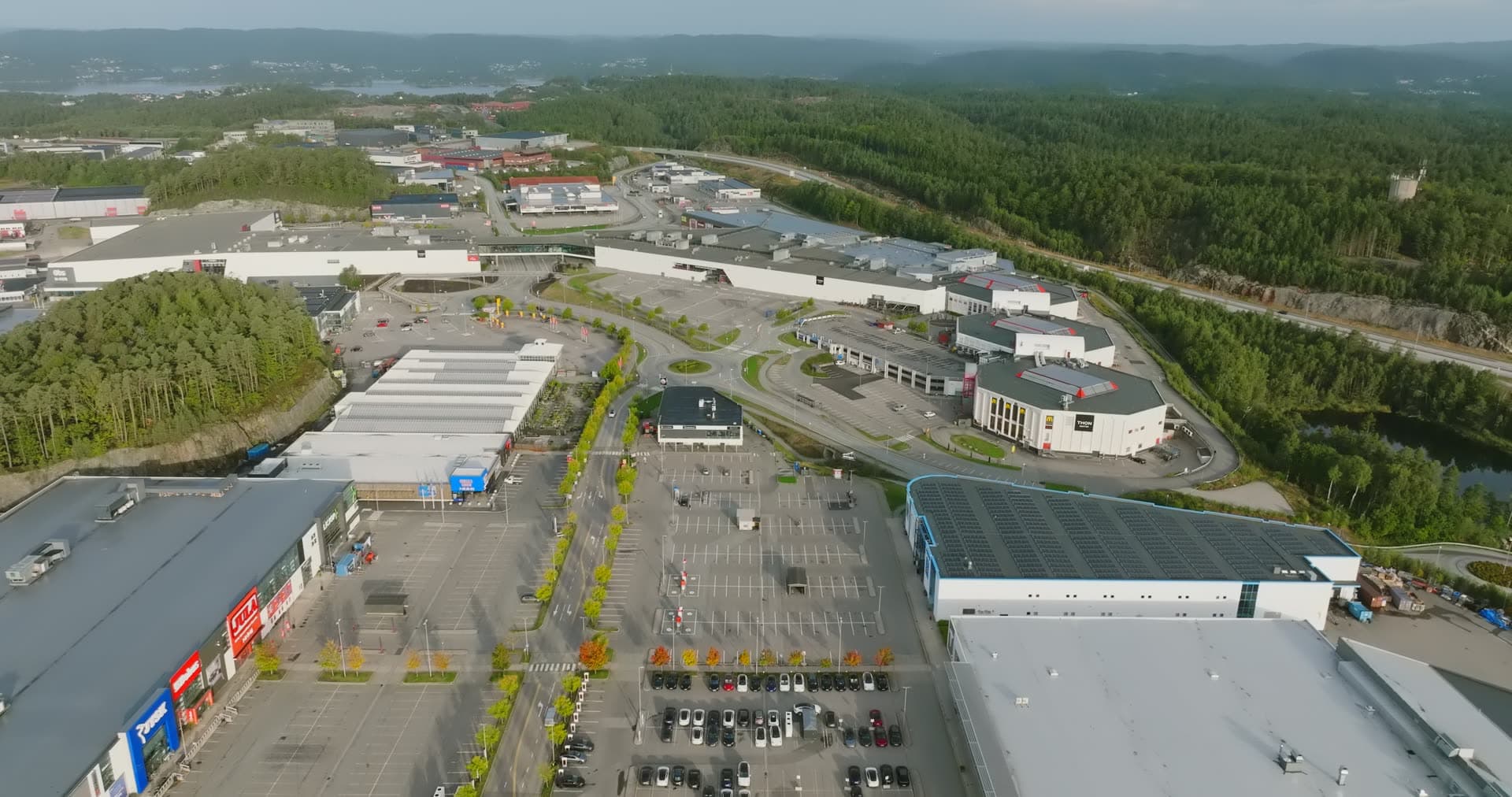 Aerial drone view of Sørlandsparken, Kristiansand, Norway