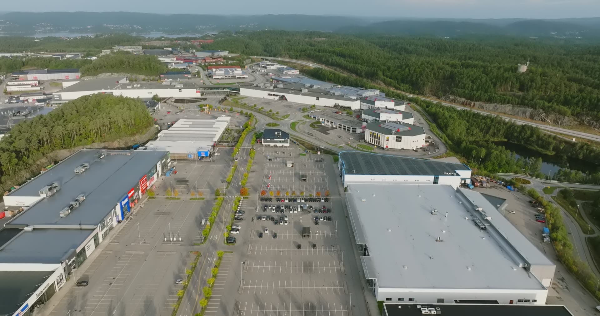 Aerial drone view of Sørlandsparken, Kristiansand, Norway