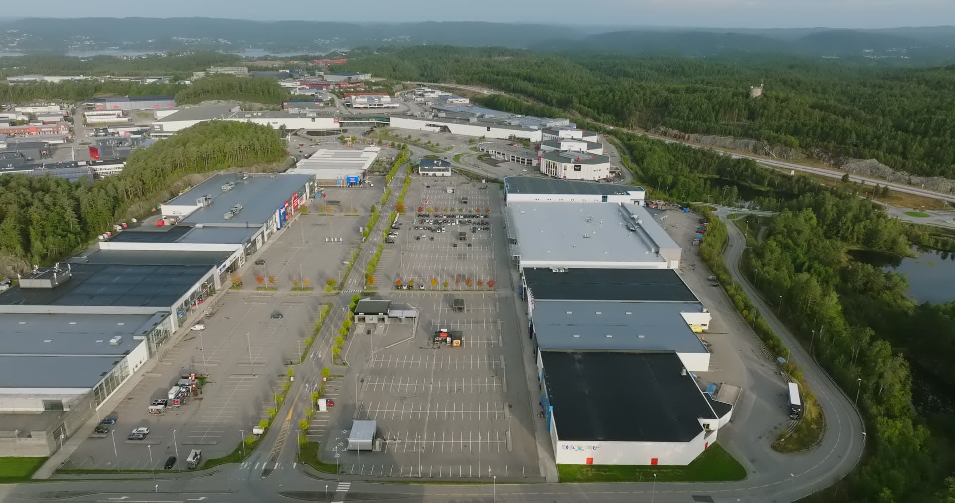 Aerial drone view of Sørlandsparken, Kristiansand, Norway