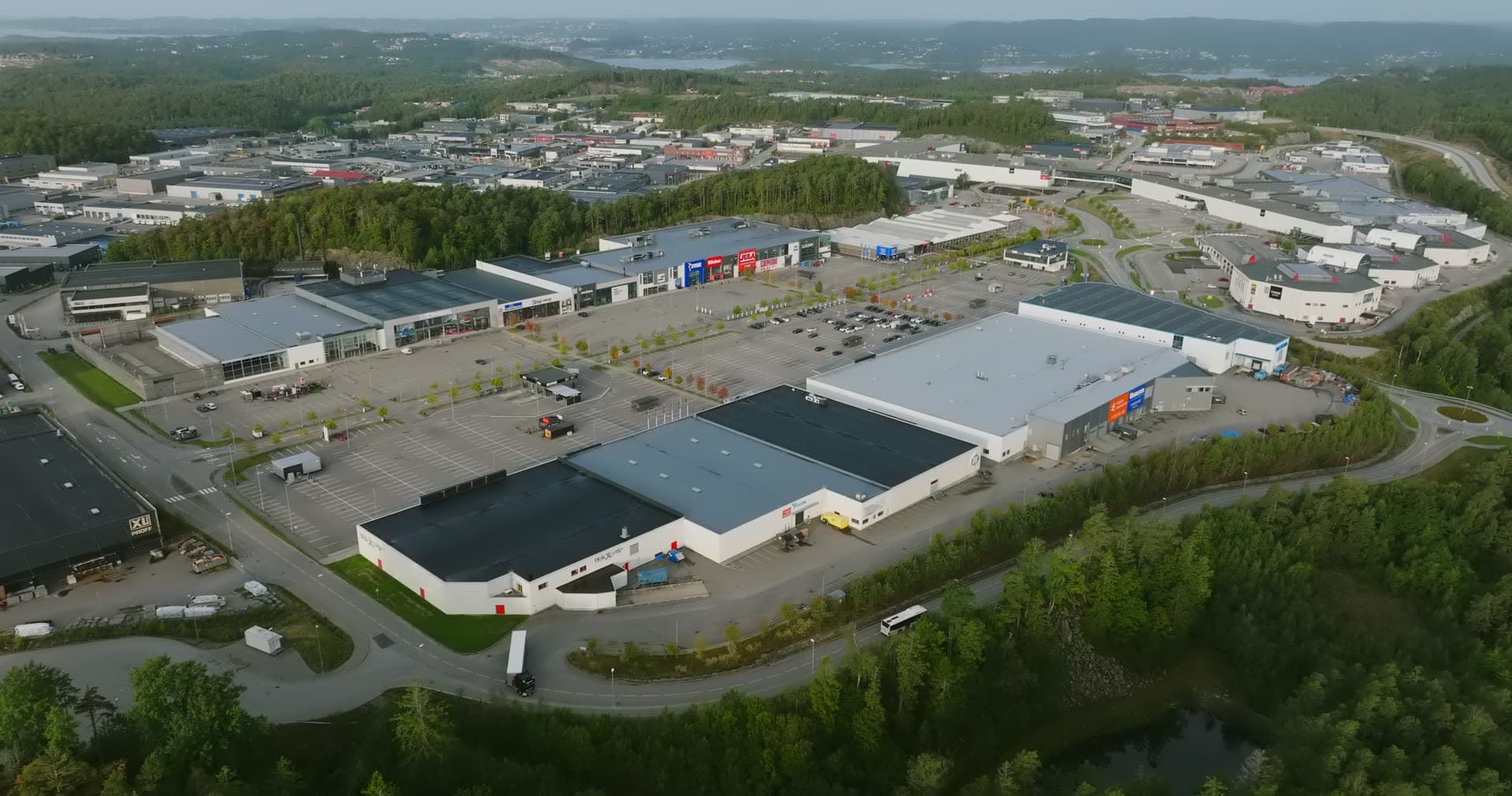 Aerial drone view of Sørlandsparken, Kristiansand, Norway