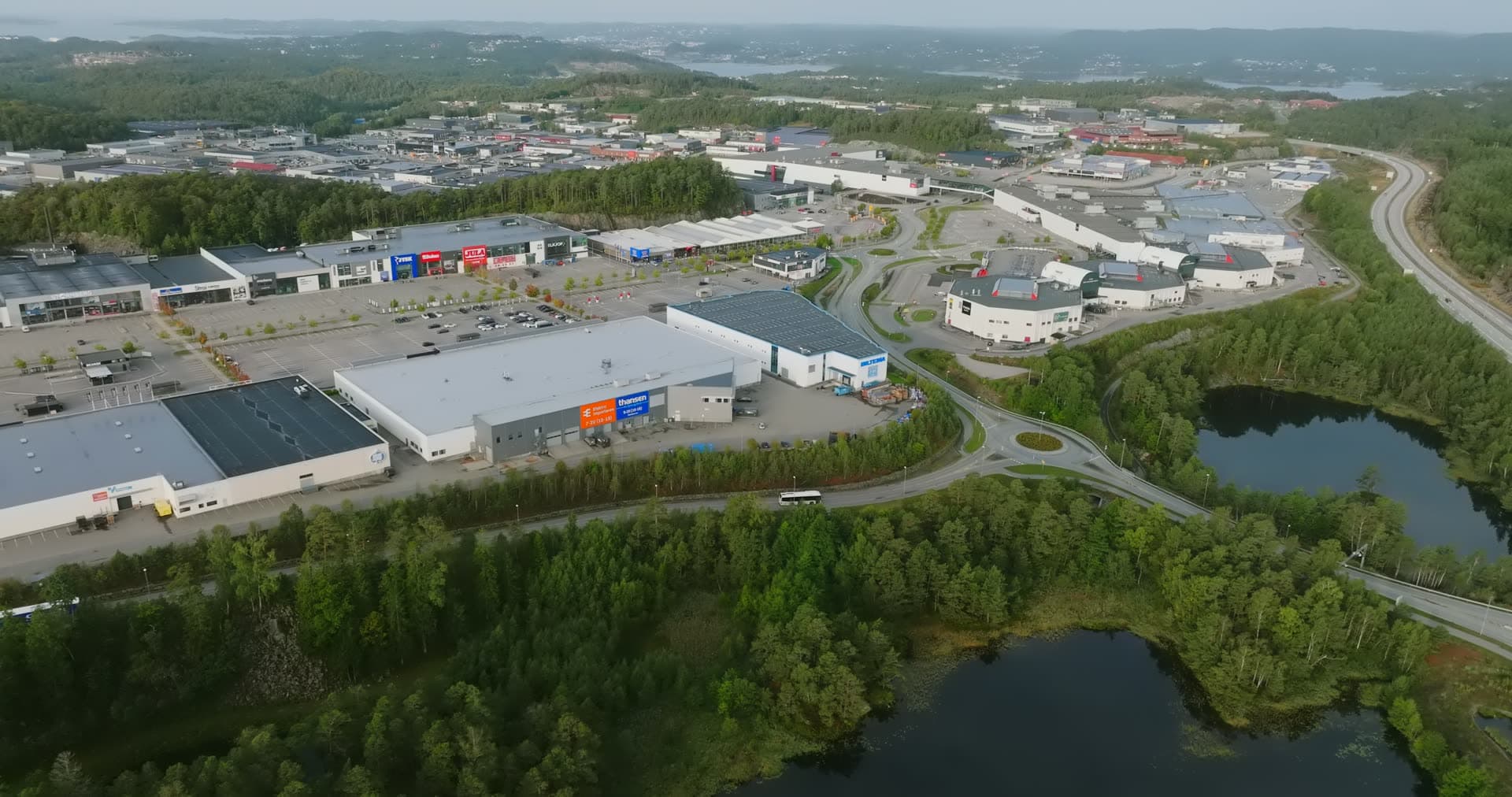 Aerial drone view of Sørlandsparken, Kristiansand, Norway