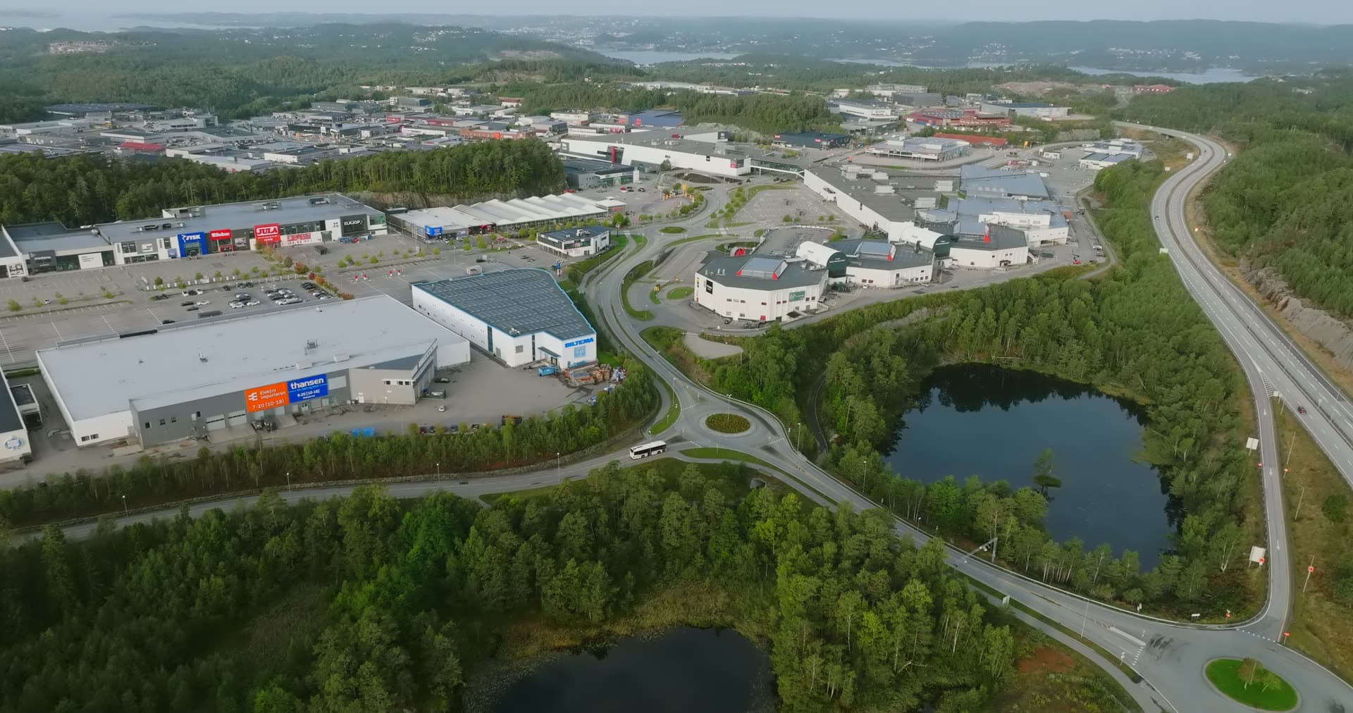 Aerial drone view of Sørlandsparken, Kristiansand, Norway