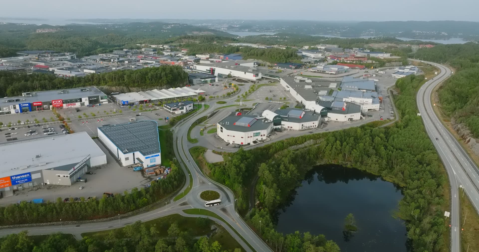 Aerial drone view of Sørlandsparken, Kristiansand, Norway