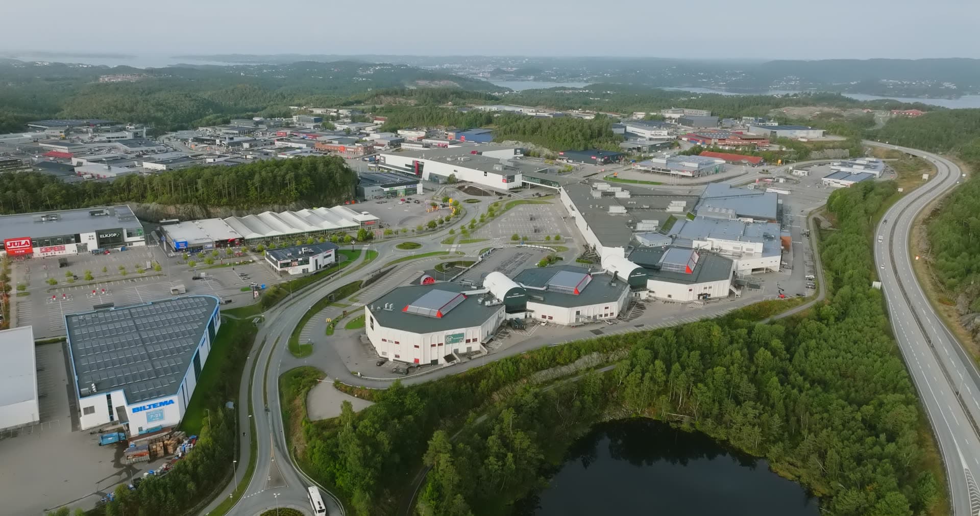 Aerial drone view of Sørlandsparken, Kristiansand, Norway