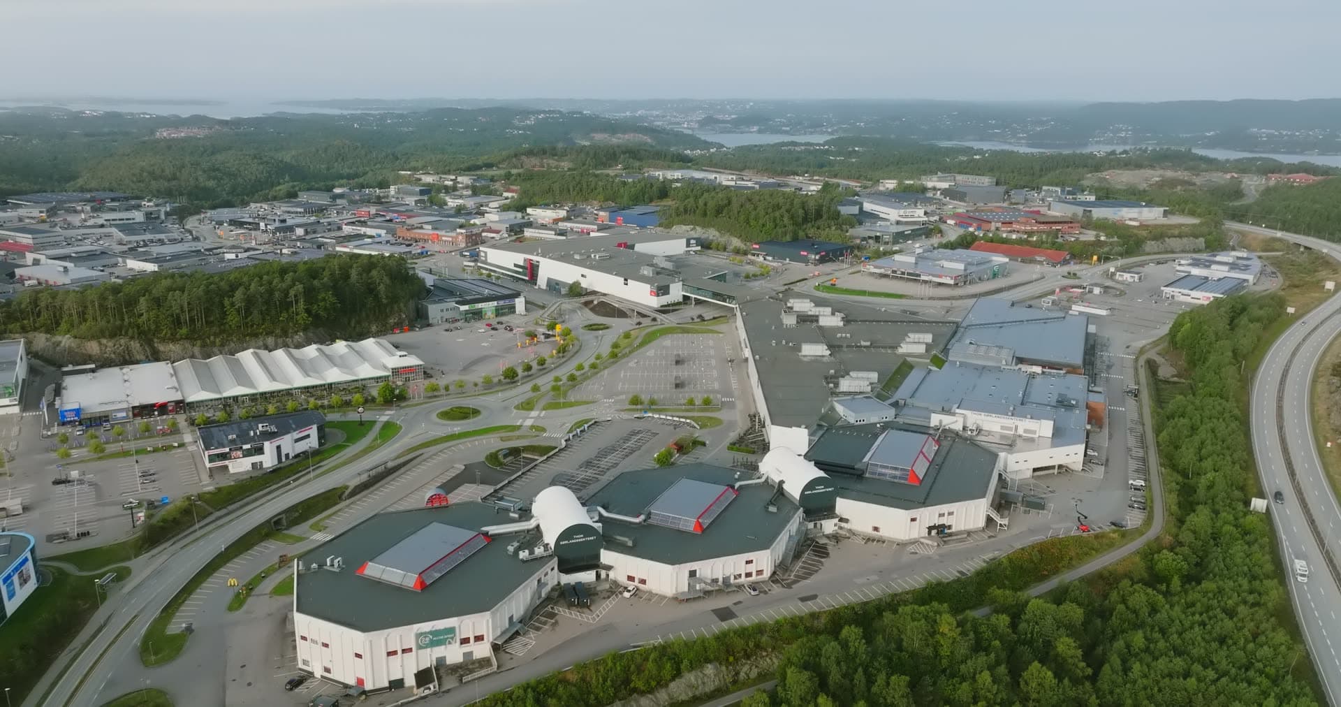 Aerial drone view of Sørlandsparken, Kristiansand, Norway