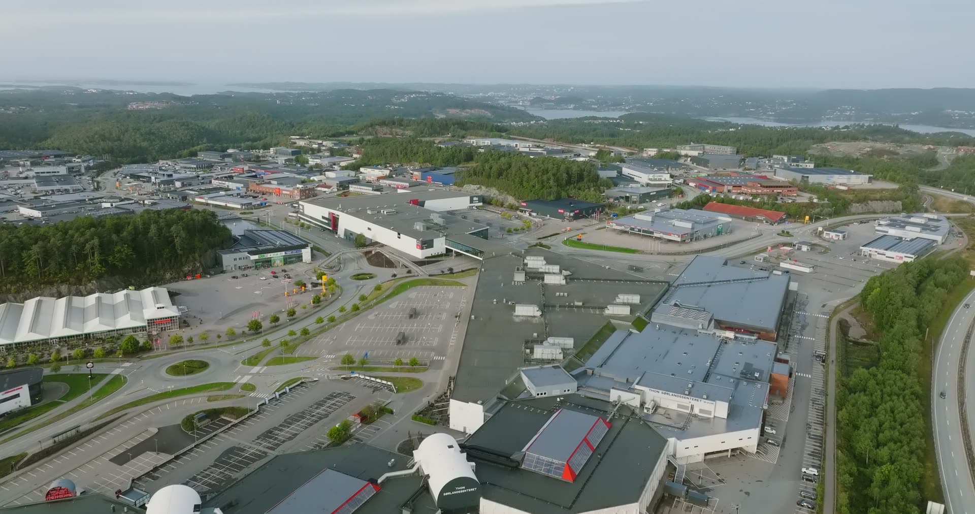 Aerial drone view of Sørlandsparken, Kristiansand, Norway