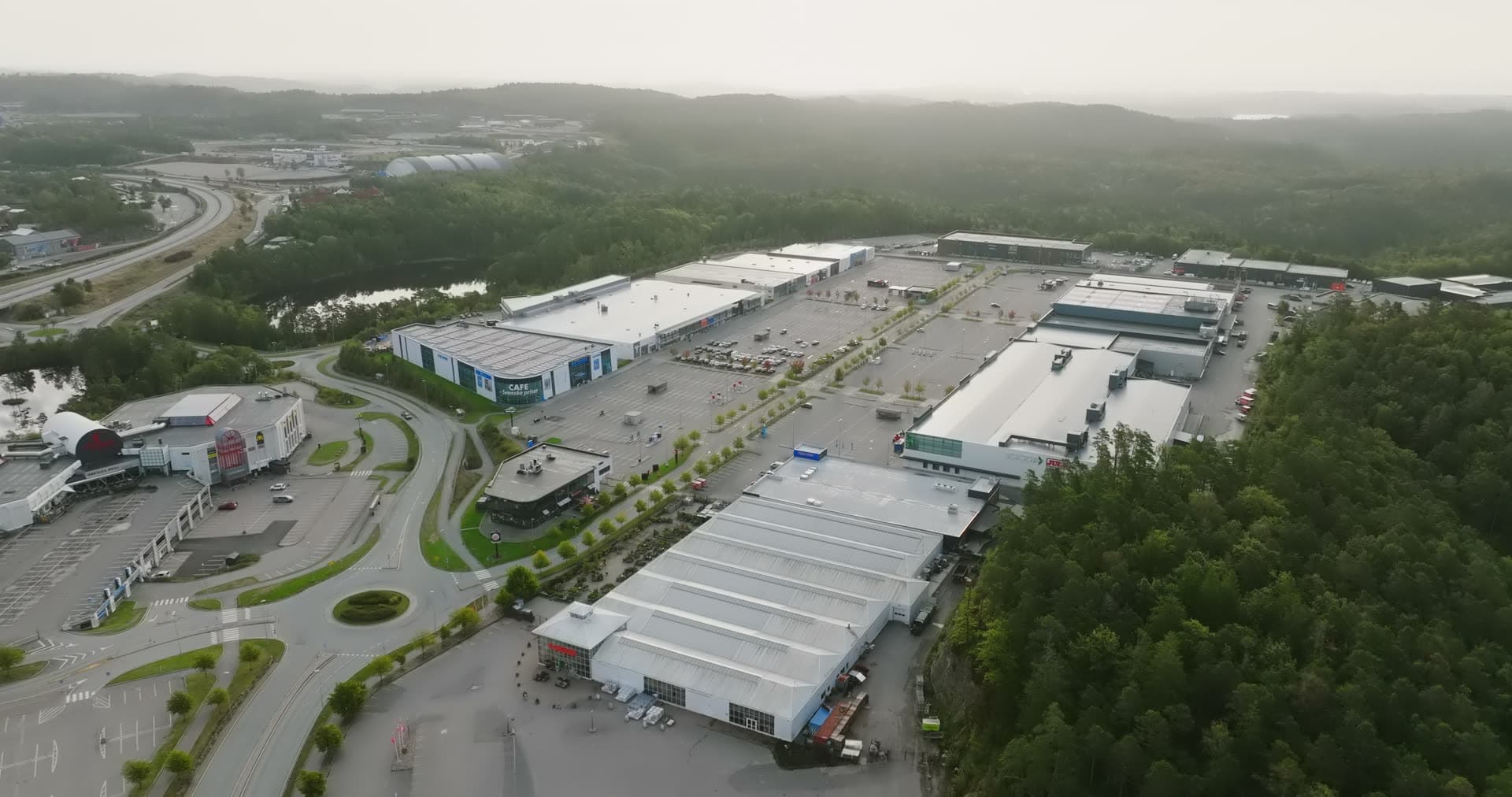 Aerial drone view of Sørlandsparken, Kristiansand, Norway