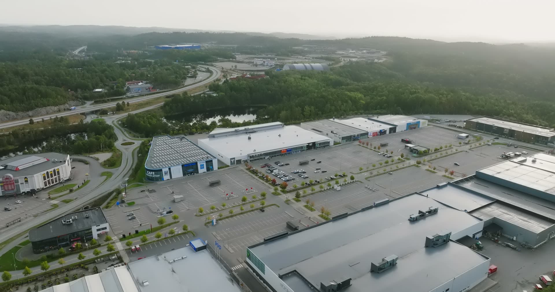 Aerial drone view of Sørlandsparken, Kristiansand, Norway