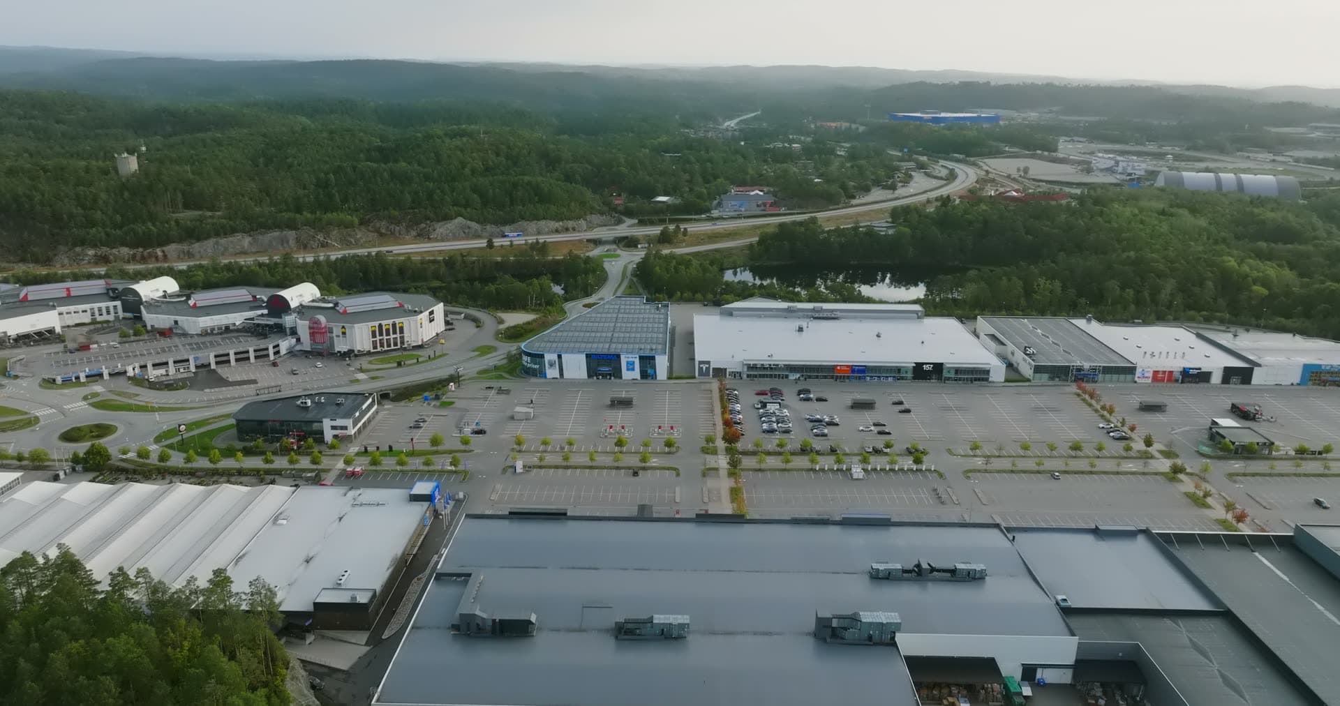 Aerial drone view of Sørlandsparken, Kristiansand, Norway