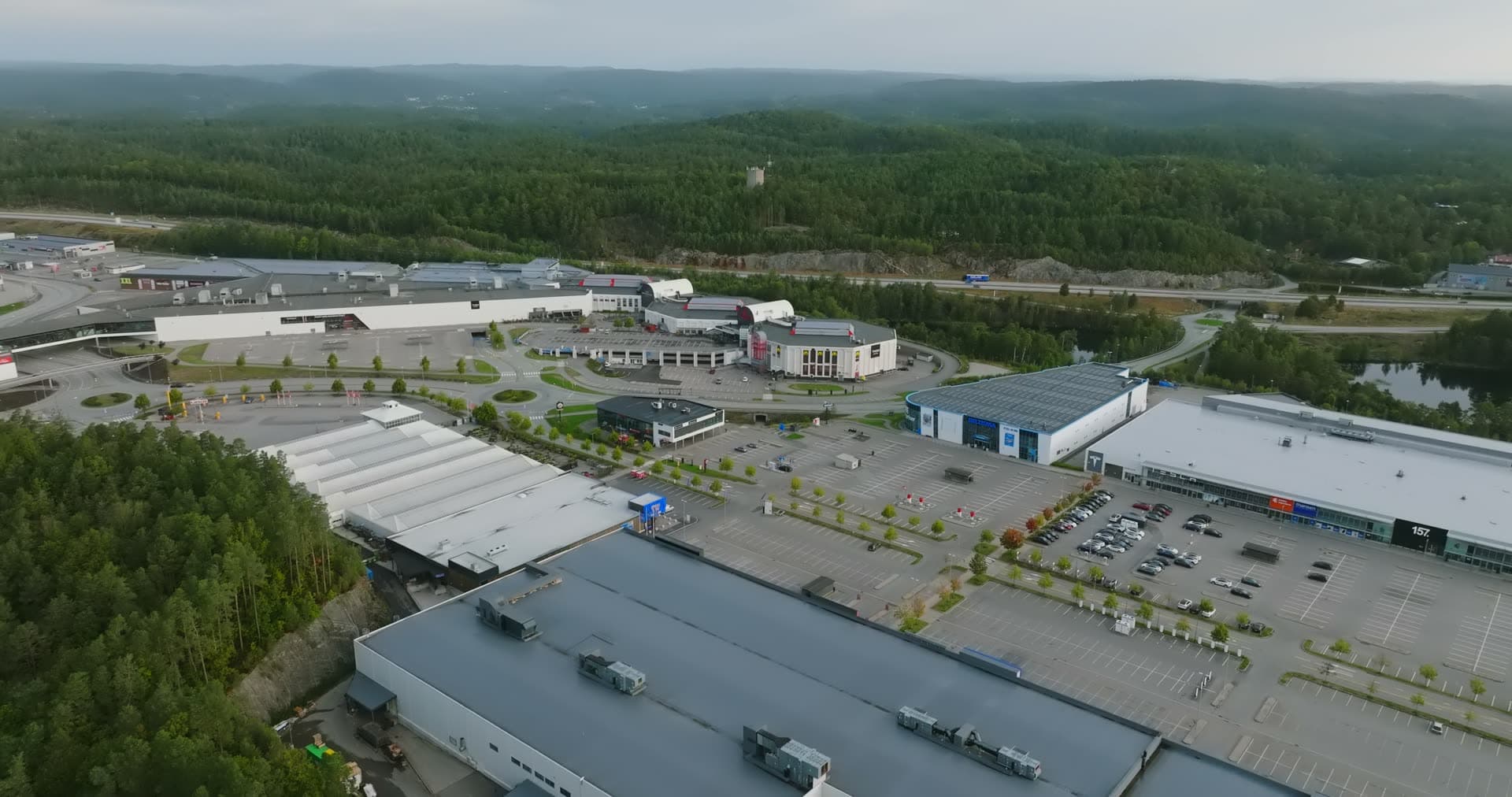 Aerial drone view of Sørlandsparken, Kristiansand, Norway