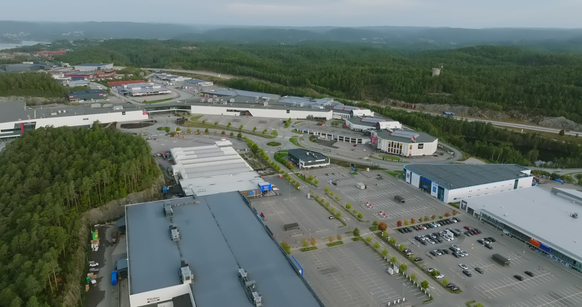 Aerial drone view of Sørlandsparken, Kristiansand, Norway