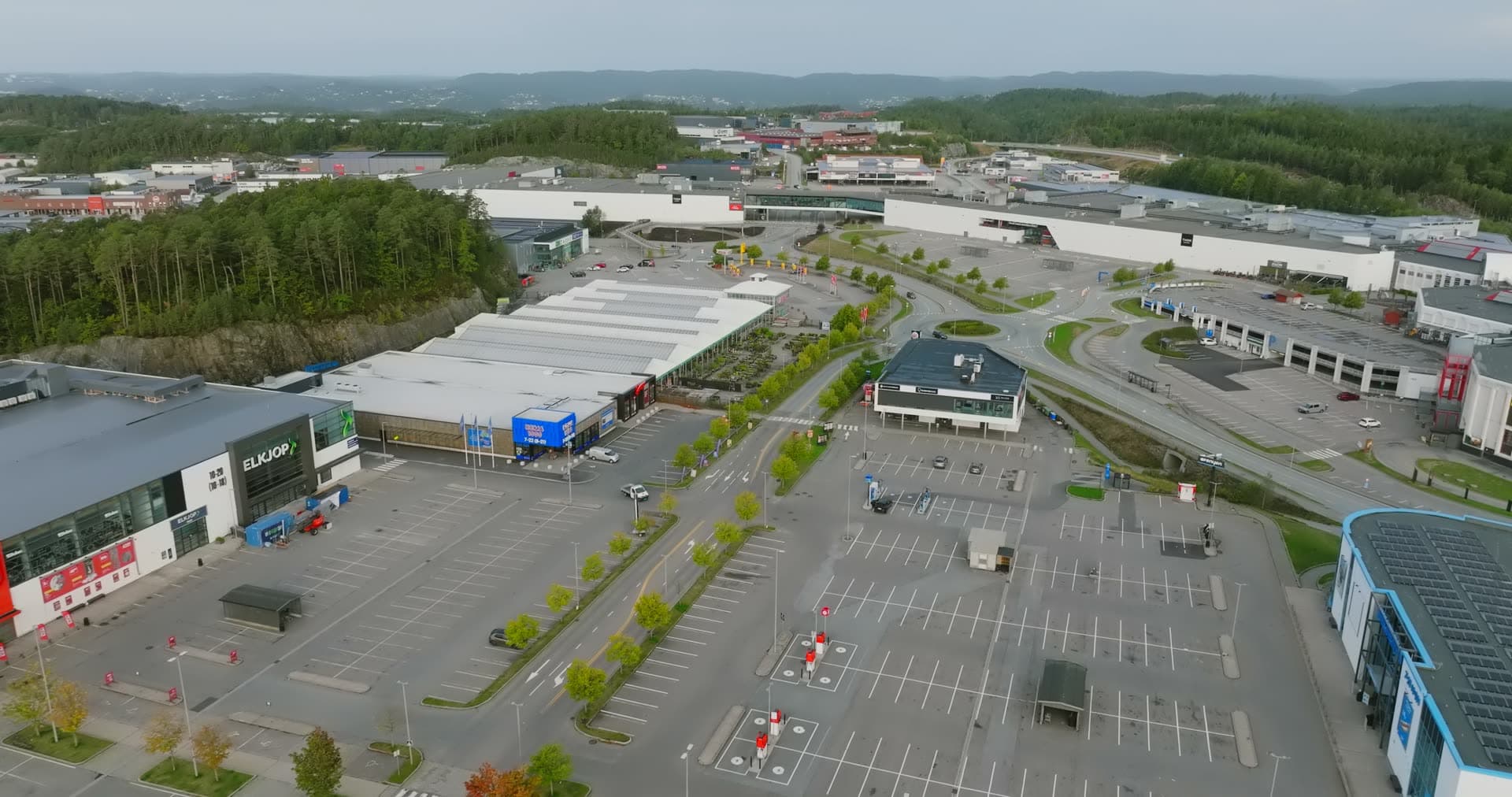 Aerial drone view of Sørlandsparken, Kristiansand, Norway