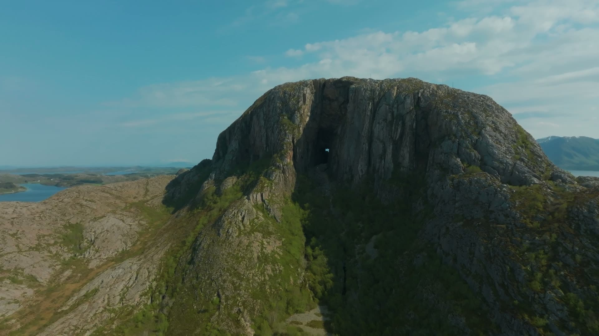Approach to hole through cliff face, Torghatten, Norway